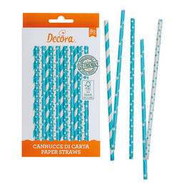 PAJITAS ESTRELLAS Y PUNTOS AZULES 80 UDS. DECORA