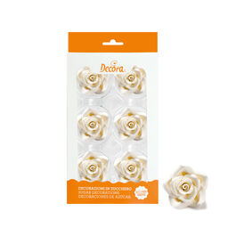 ROSAS AZÚCAR BLANCAS GRANDES 6 UDS. DECORA