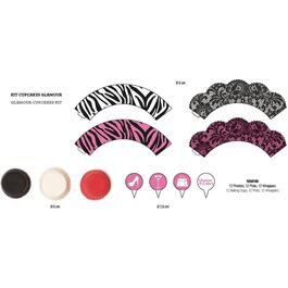KIT 36 PIEZAS CUPCAKES GLAMOUR DECORA