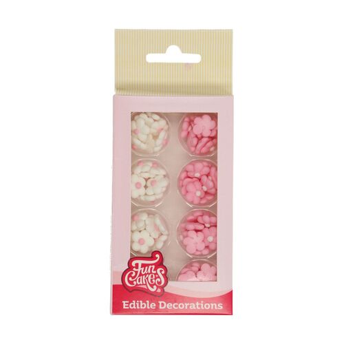DECORACIONES AZÚCAR FLORES MIX BLANCO/ROSA 64 UDS. FUNCAKES