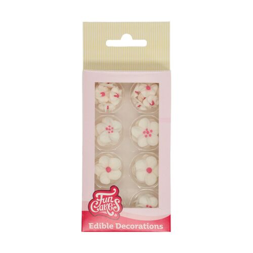 DECORACIONES AZÚCAR FLORES MIX BLANCO/ROSA 32 UDS. FUNCAKES
