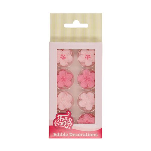 DECORACIONES AZÚCAR FLORES MIX ROSA 24 UDS. FUNCAKES