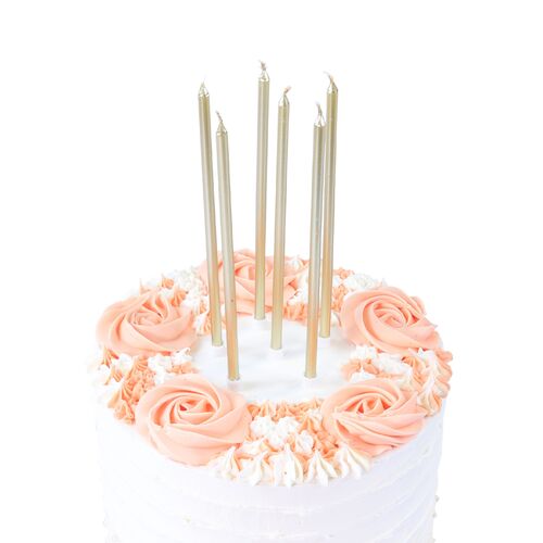 VELAS EXTRA LARGAS DORADAS 18 CM. 16 UDS. PME