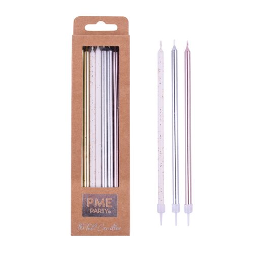 VELAS EXTRA LARGAS VARIADAS 18 CM. 16 UDS. PME