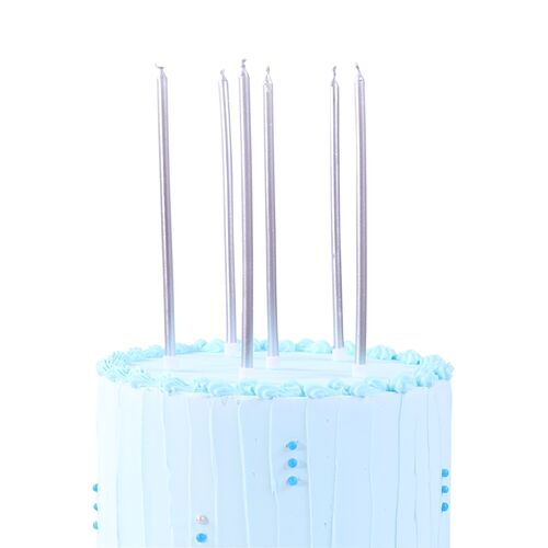 VELAS EXTRA LARGAS PLATEADAS 18 CM. 16 UDS. PME