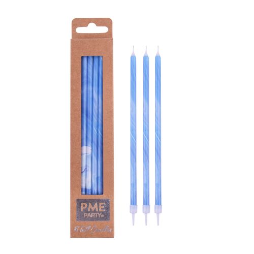 VELAS AZUL MÁRMOL 6 UDS. PME