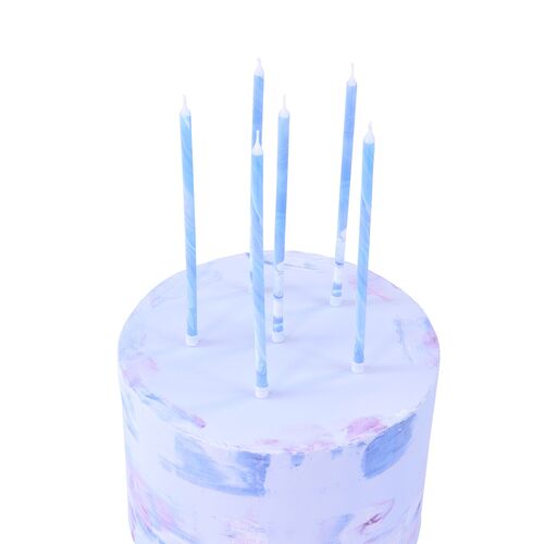 VELAS AZUL MÁRMOL 6 UDS. PME