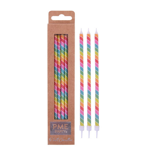 VELAS LARGAS ARCOIRIS 6 UDS. PME