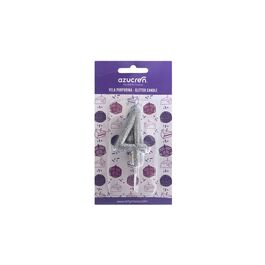 VELA Nº4 PURPURINA PLATA
