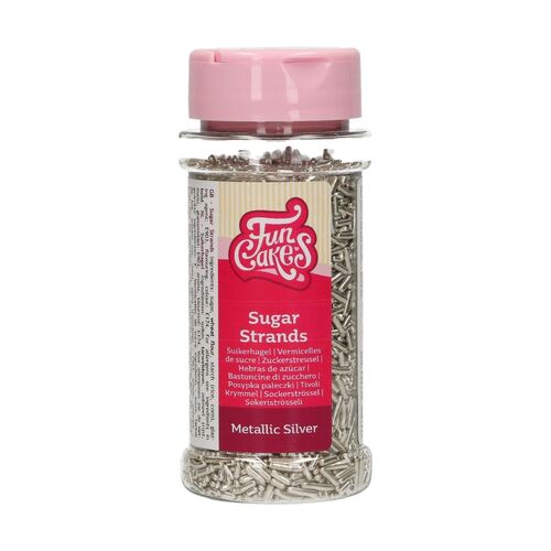 MINI FIDEOS DE AZÚCAR PLATA METALIZADA 80 GR. FUNCAKES