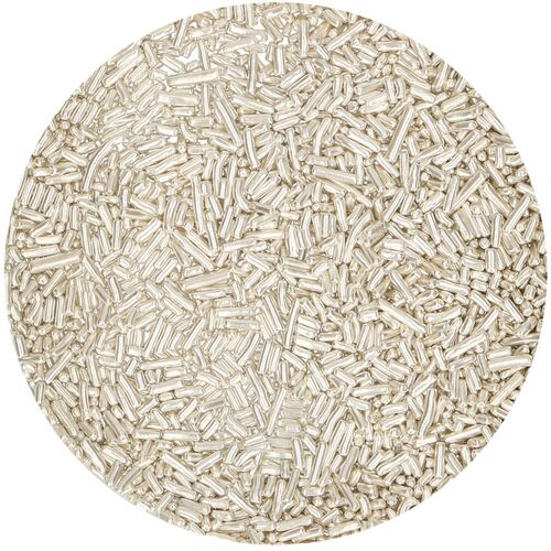 MINI FIDEOS DE AZÚCAR PLATA METALIZADA 80 GR. FUNCAKES