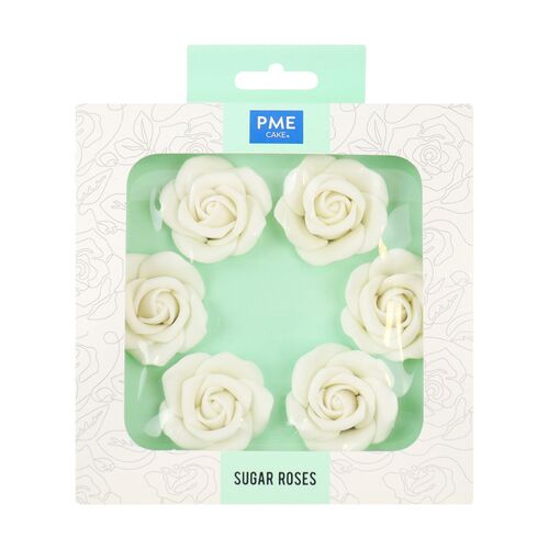 ROSAS AZCAR BLANCAS 45 MM. - 6 UDS. PME