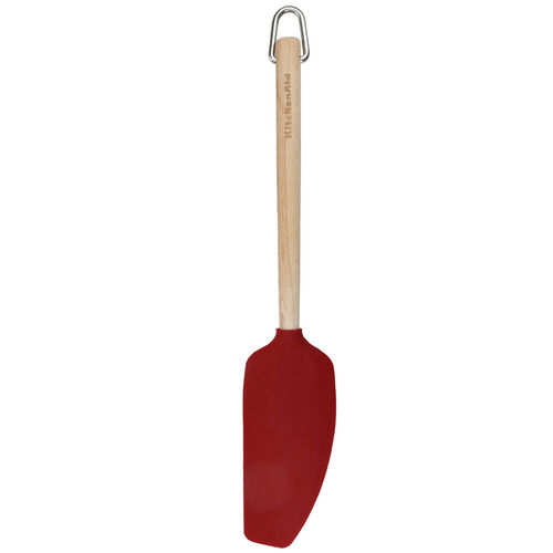ESPÁTULA LENGUA LARGA 30 CM MANGO MADERA Y SILICONA ROJA KITCHENAID