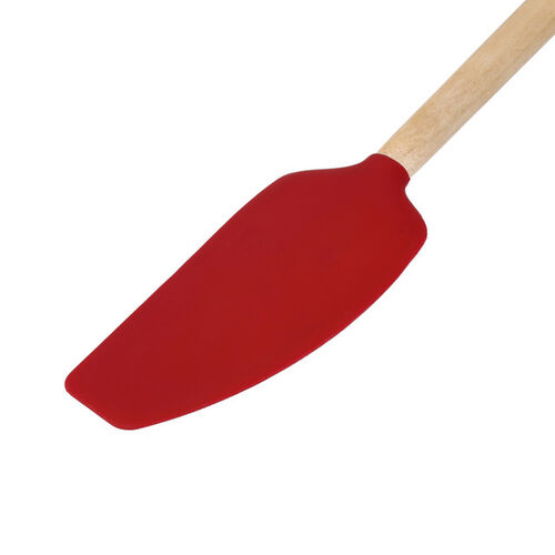 ESPÁTULA LENGUA LARGA 30 CM MANGO MADERA Y SILICONA ROJA KITCHENAID