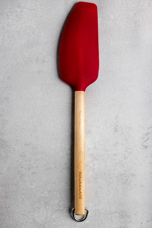 ESPÁTULA LENGUA LARGA 30 CM MANGO MADERA Y SILICONA ROJA KITCHENAID