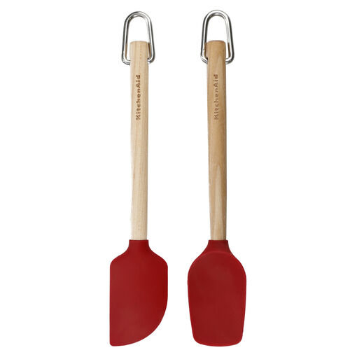 MINI ESPTULAS MANGO MADERA Y SILICONA ROJA KITCHENAID