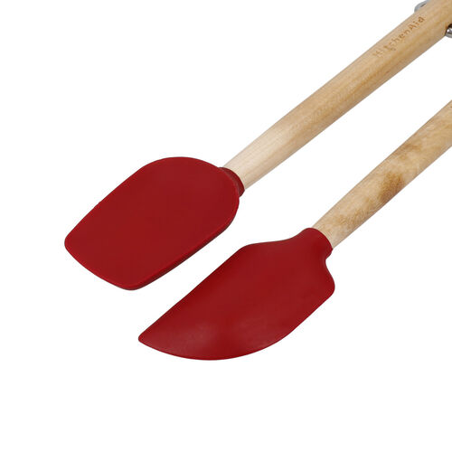 MINI ESPÁTULAS MANGO MADERA Y SILICONA ROJA KITCHENAID