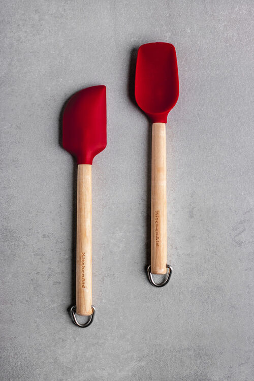MINI ESPÁTULAS MANGO MADERA Y SILICONA ROJA KITCHENAID