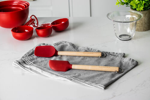 MINI ESPÁTULAS MANGO MADERA Y SILICONA ROJA KITCHENAID