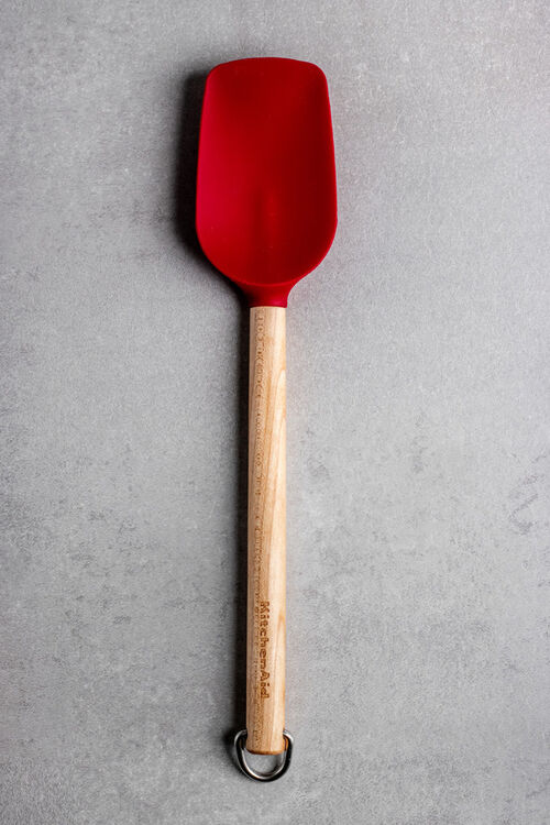 ESPÁTULA CUCHARA 30 CM MANGO MADERA Y SILICONA ROJA KITCHENAID