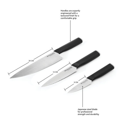 SET 3 CUCHILLOS ACERO JAPONÉS KITCHENAID
