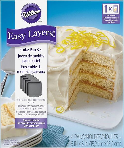 SET 4 MOLDES CUADRADOS LAYER CAKE 15 CM. WILTON