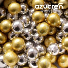 MIX PERLAS PLATA/ORO METALIZADAS 8 MM. 90 GR. AZUCREN MIX PERLAS PLATA/ORO METALIZADAS 8 MM. 90 GR. AZUCREN