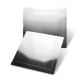 BASE CUADRADA 3 MM PLATA - 20 CM. (BORDE ONDULADO)