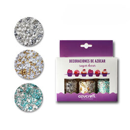 SET 3 SPRINKLES PASTEL DE BODA - BLANCA/ORO - MUNDO INVIERNO AZUCREN