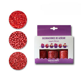 SET CRISTALES - PERLAS 4 MM. - FIDEOS ROJOS AZUCREN