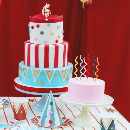 VELAS RIZO ARCOIRIS 14 CM. - 12 UDS. PARTYDECO