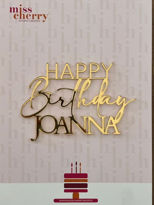 TOPPER FRONTAL "Happy Birthday + nombre"