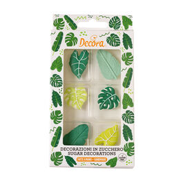 DECORACIONES AZÚCAR HOJAS TROPICALES 6 UDS. DECORA