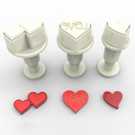 SET 3 MINI CORTADORES CON EXPULSOR CORAZONES DEKOFEE