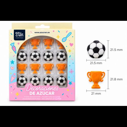 DECORACIONES AZÚCAR FÚTBOL 16 UDS. AZUCREN