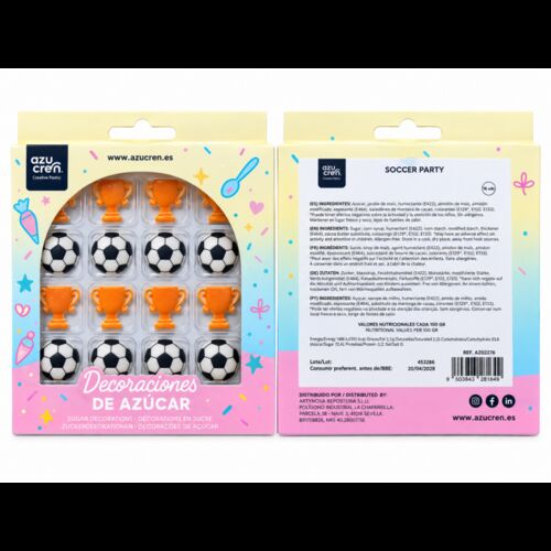 DECORACIONES AZÚCAR FÚTBOL 16 UDS. AZUCREN