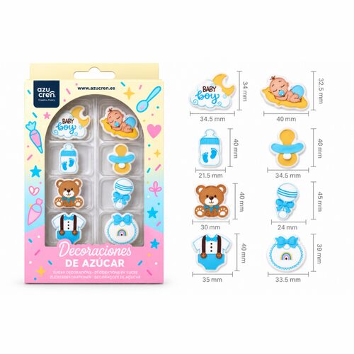 DECORACIONES AZÚCAR BABY BOY 8 UDS. AZUCREN