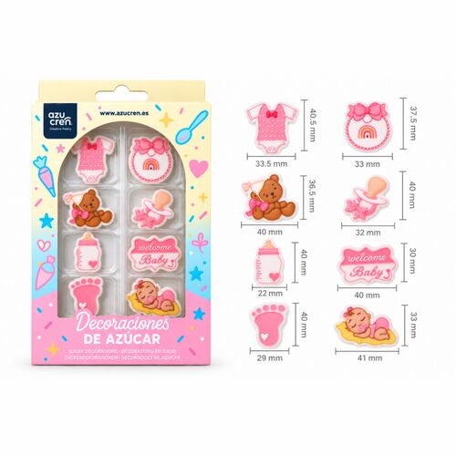 DECORACIONES AZÚCAR BABY GIRL 8 UDS. AZUCREN