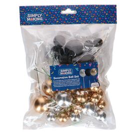 SET 32 BOLAS METALLIC GOLD SILVER & BLACK SIMPLY MAKING