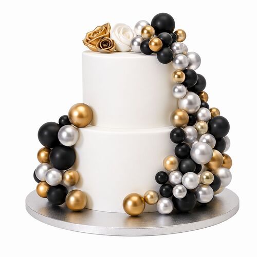 SET 32 BOLAS METALLIC GOLD SILVER & BLACK SIMPLY MAKING