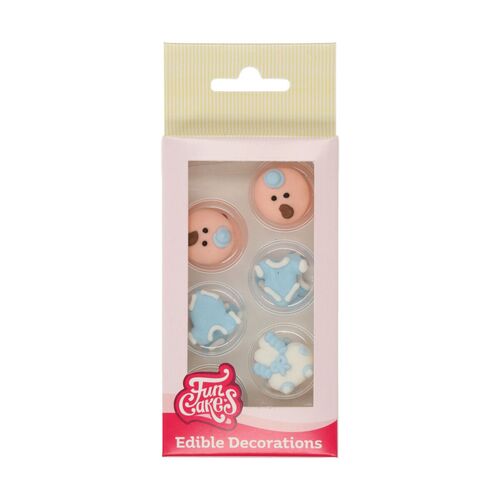 DECORACIONES AZÚCAR BEBÉ AZUL 12 UDS. FUNCAKES