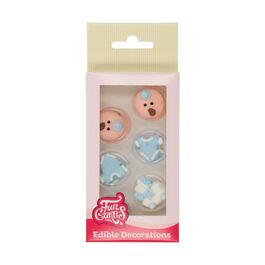 DECORACIONES AZÚCAR BEBÉ AZUL 12 UDS. FUNCAKES