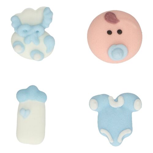 DECORACIONES AZÚCAR BEBÉ AZUL 12 UDS. FUNCAKES