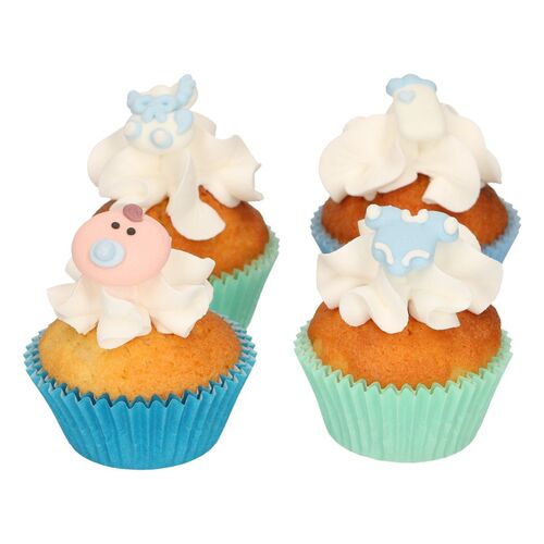 DECORACIONES AZÚCAR BEBÉ AZUL 12 UDS. FUNCAKES