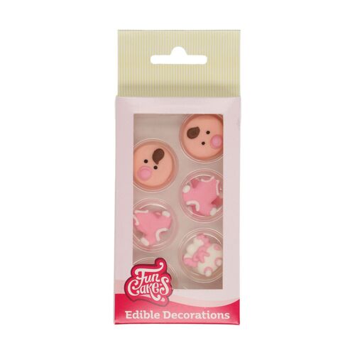 DECORACIONES AZÚCAR BEBÉ ROSA 12 UDS. FUNCAKES