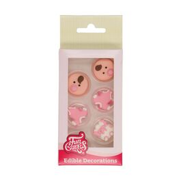 DECORACIONES AZÚCAR BEBÉ ROSA 12 UDS. FUNCAKES